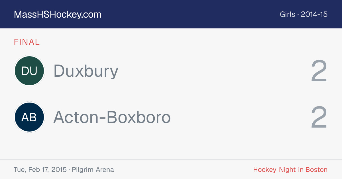 Duxbury at Acton-Boxboro score card