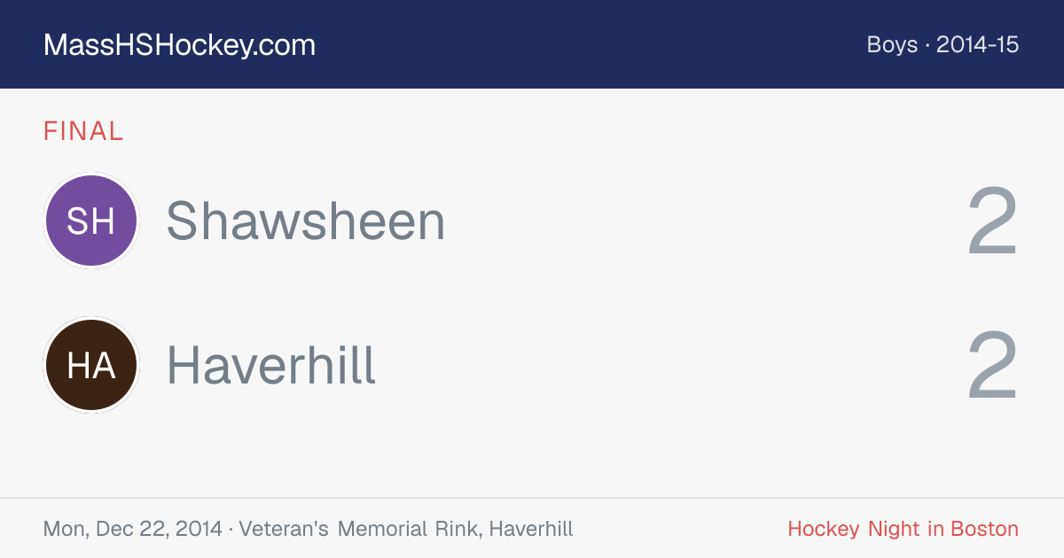 Shawsheen at Haverhill score card