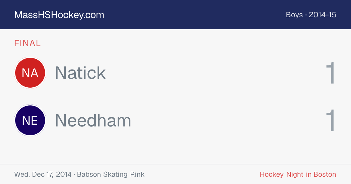 Natick at Needham score card