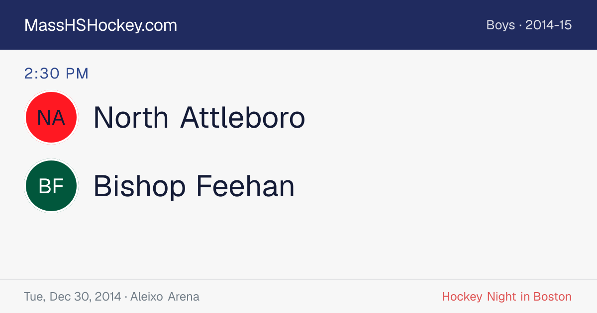 North Attleboro at Bishop Feehan score card