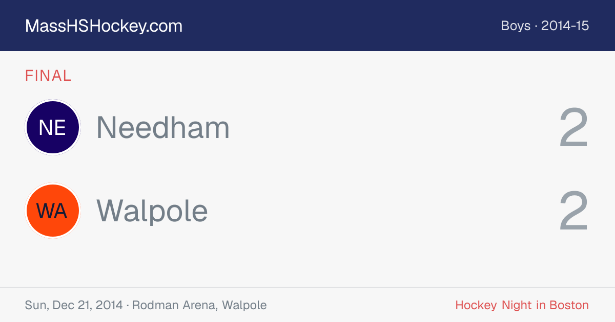 Needham at Walpole score card