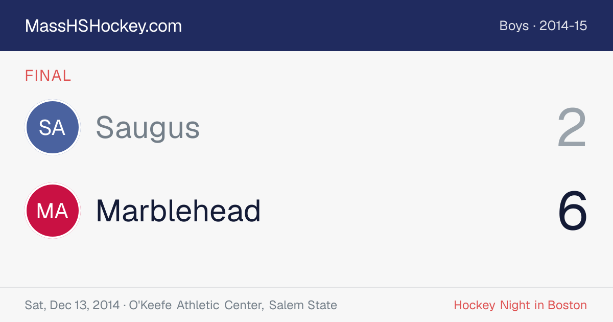 Saugus at Marblehead score card