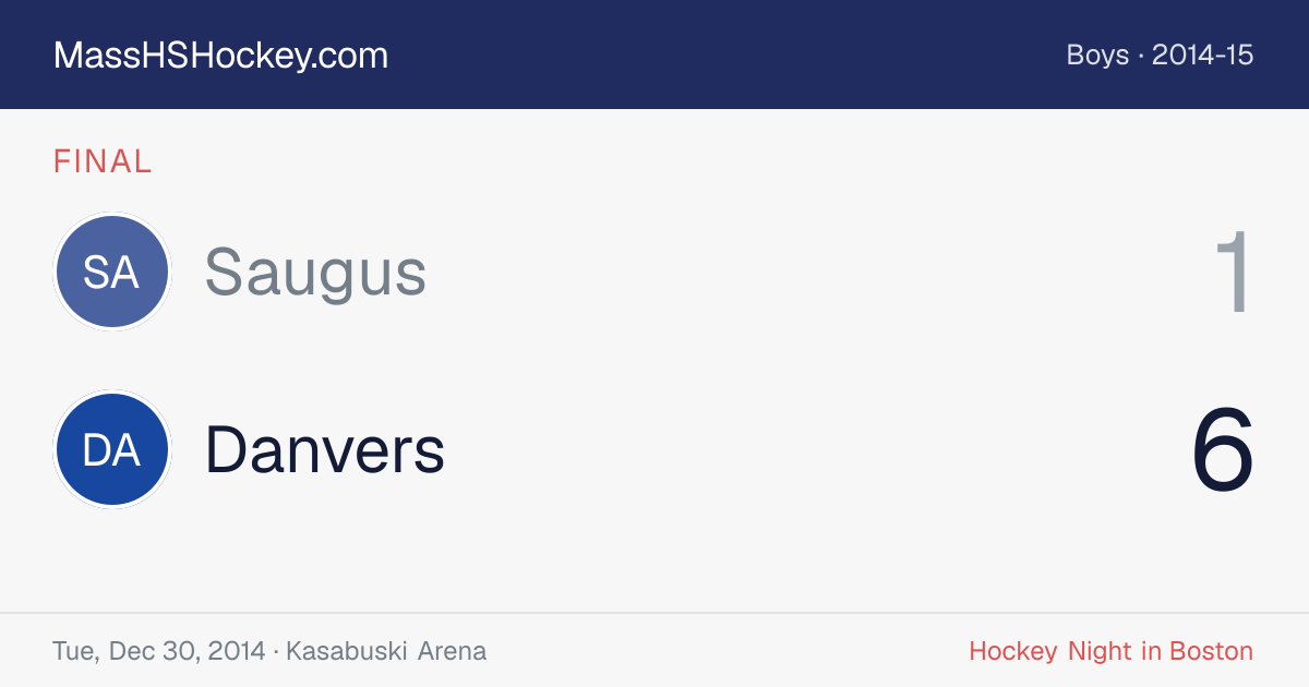 Saugus at Danvers score card