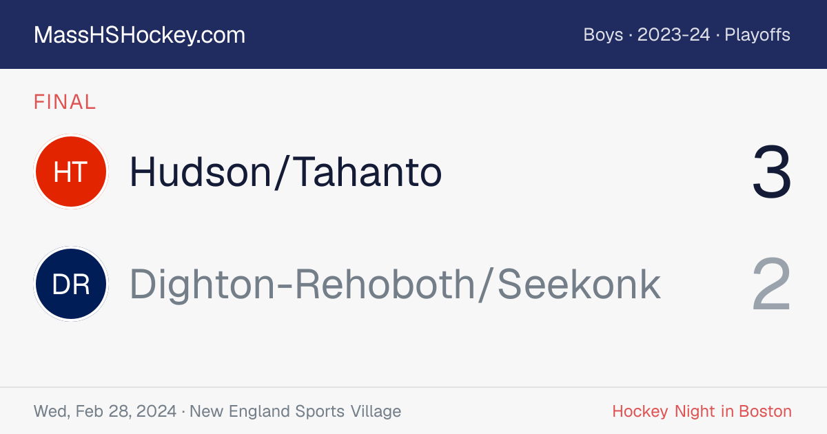 Hudson/Tahanto at Dighton-Rehoboth/Seekonk score card