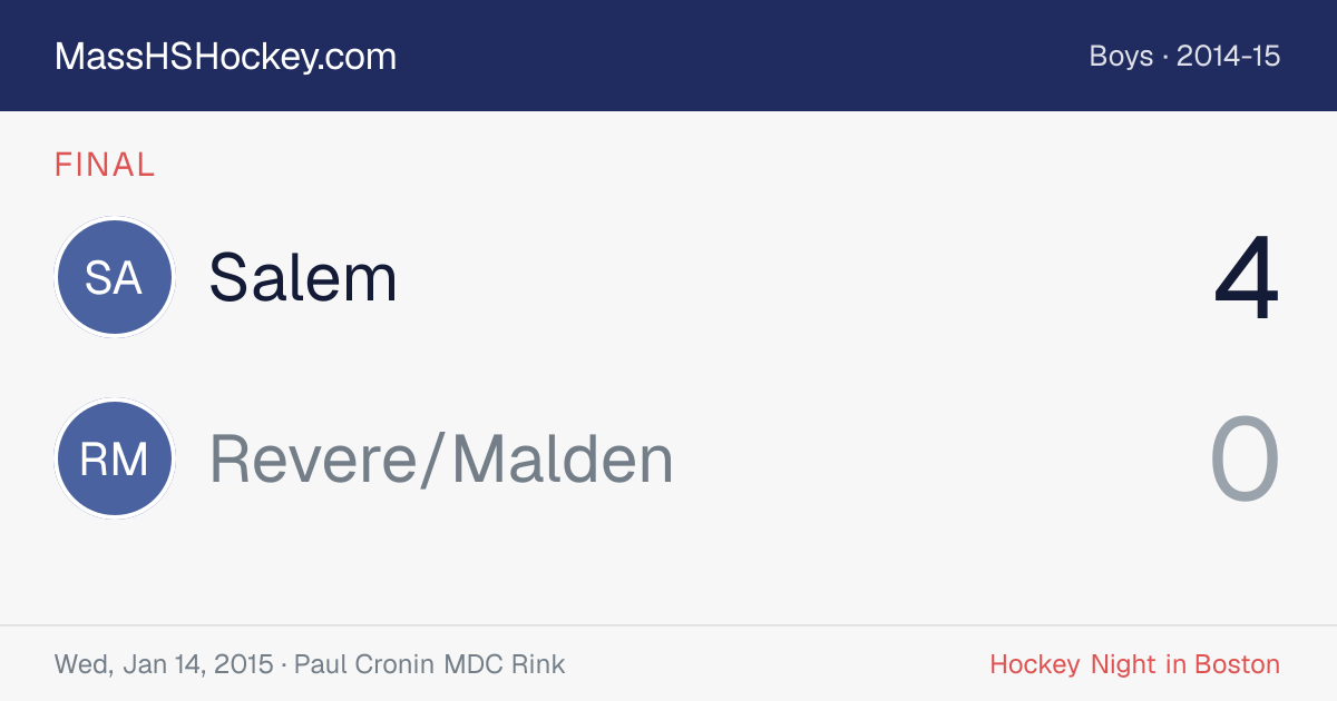 Salem at Revere/Malden score card