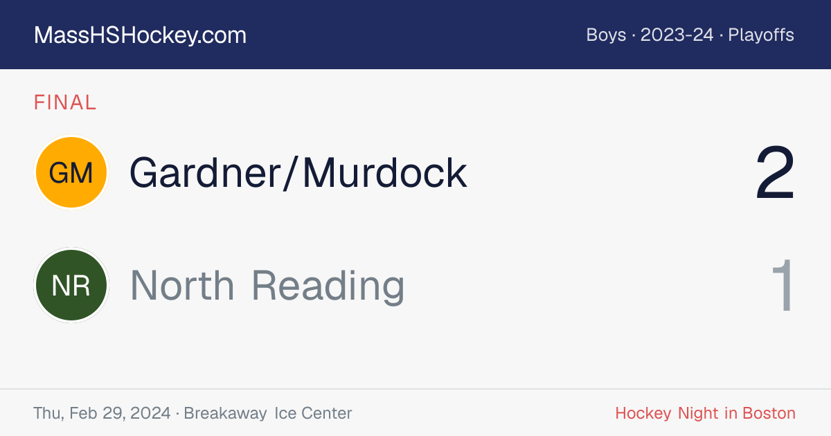 Gardner/Murdock at North Reading score card