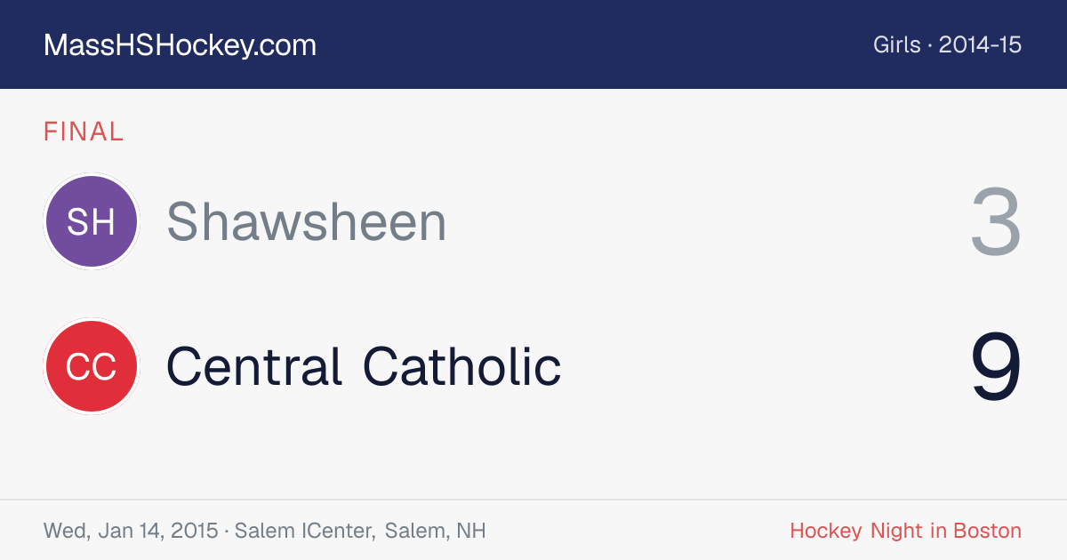Shawsheen at Central Catholic score card