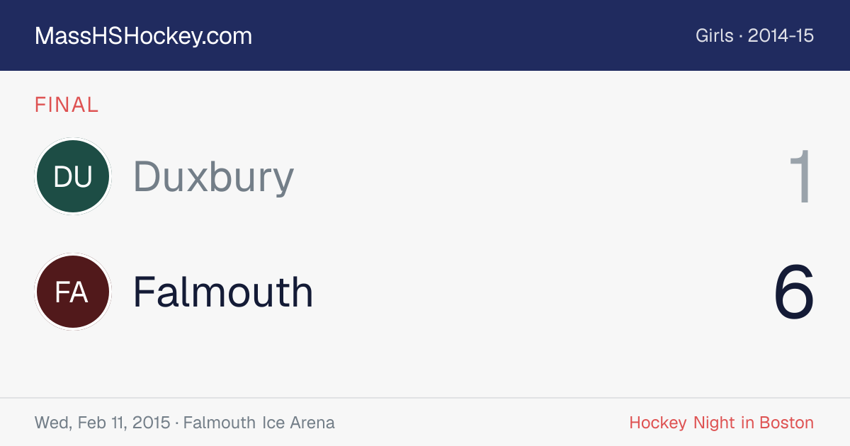 Duxbury at Falmouth score card