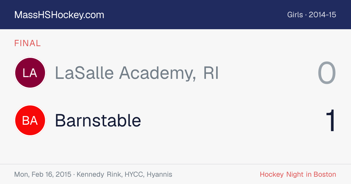LaSalle Academy, RI at Barnstable score card