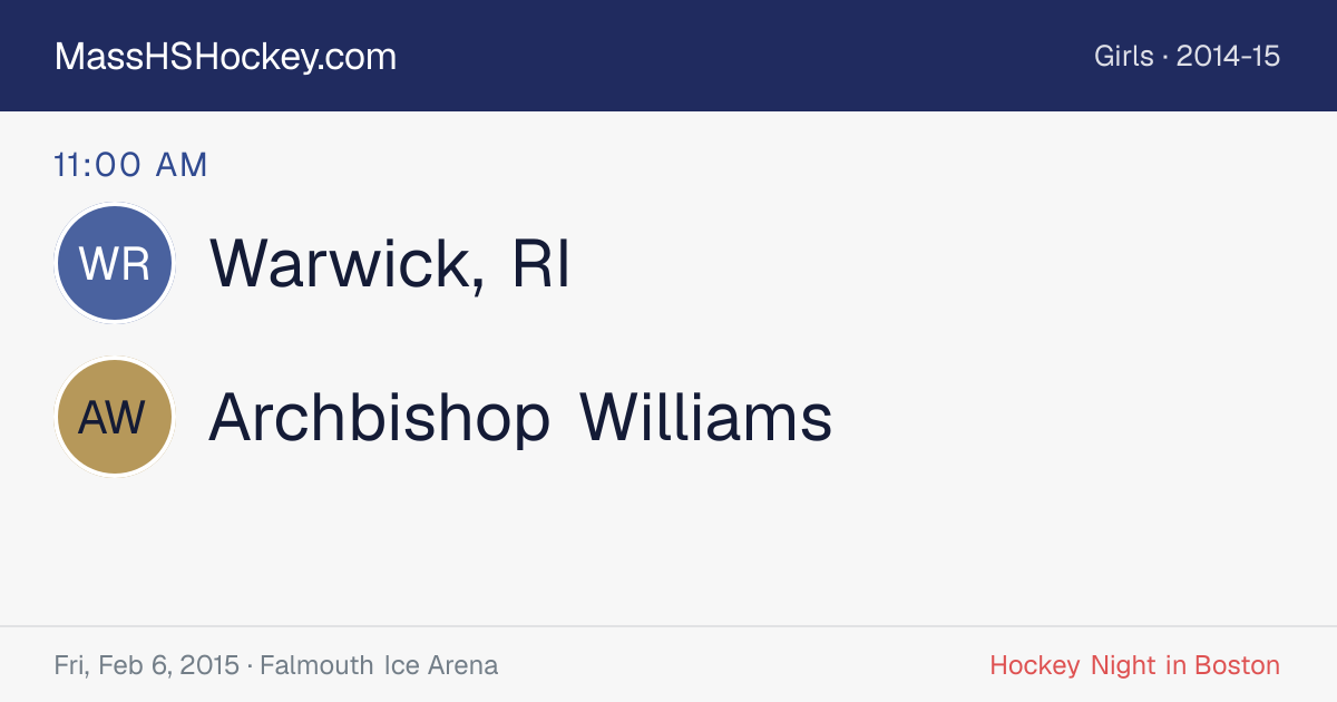 Warwick, RI at Archbishop Williams score card