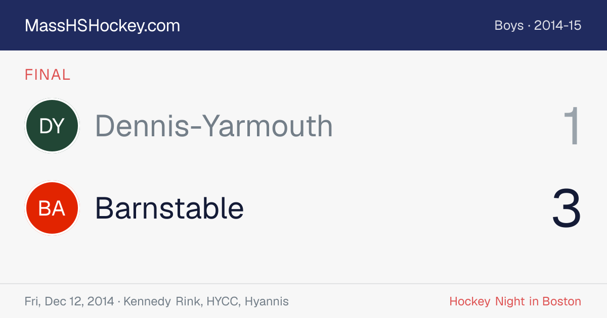 Dennis-Yarmouth at Barnstable score card