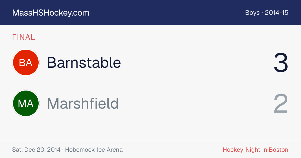 Barnstable at Marshfield score card