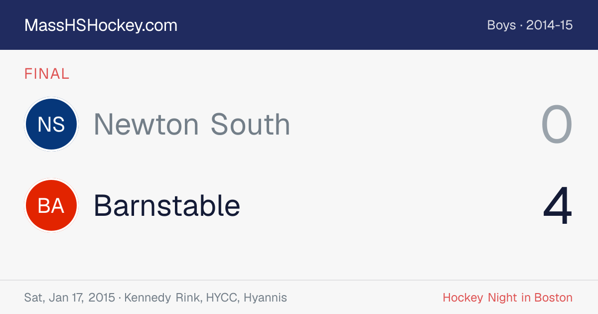 Newton South at Barnstable score card