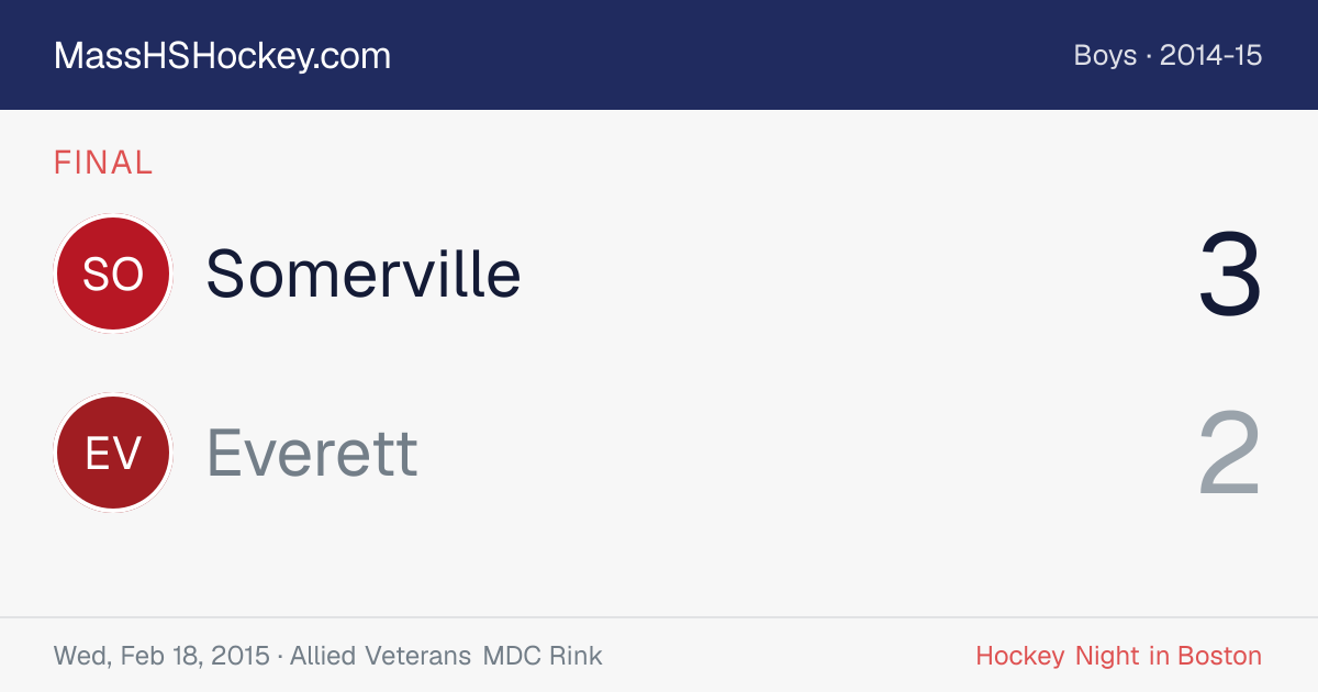 Somerville at Everett score card