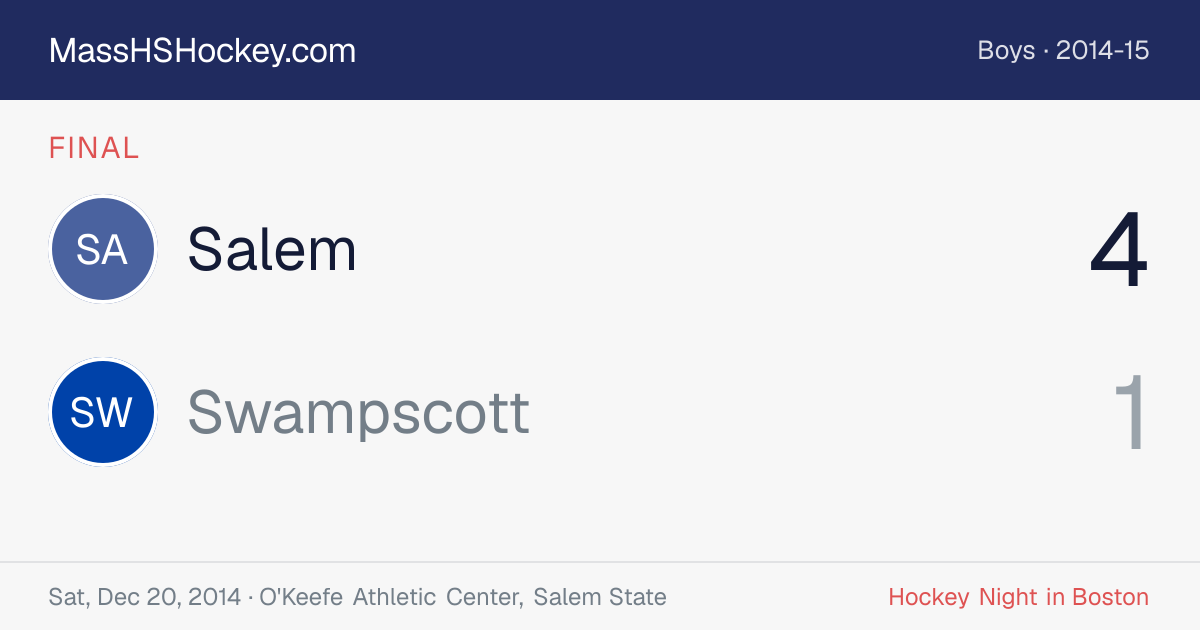Salem at Swampscott score card