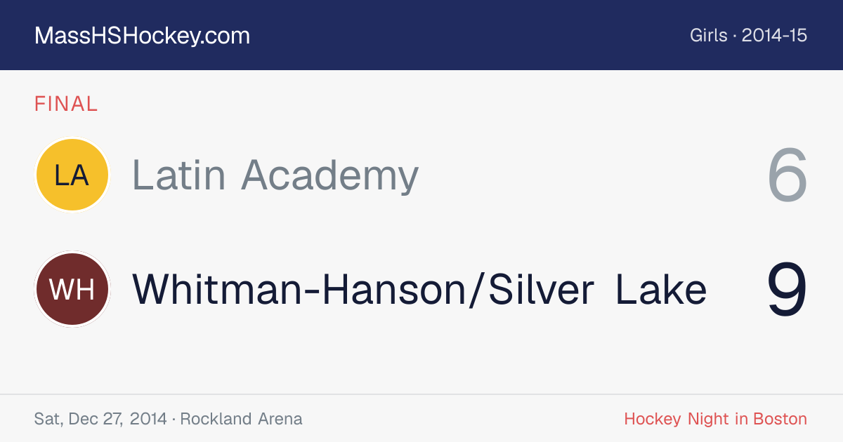 Latin Academy at Whitman-Hanson/Silver Lake score card