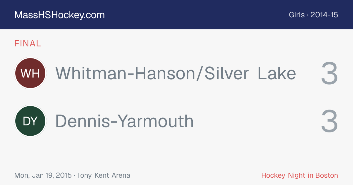 Whitman-Hanson/Silver Lake at Dennis-Yarmouth score card