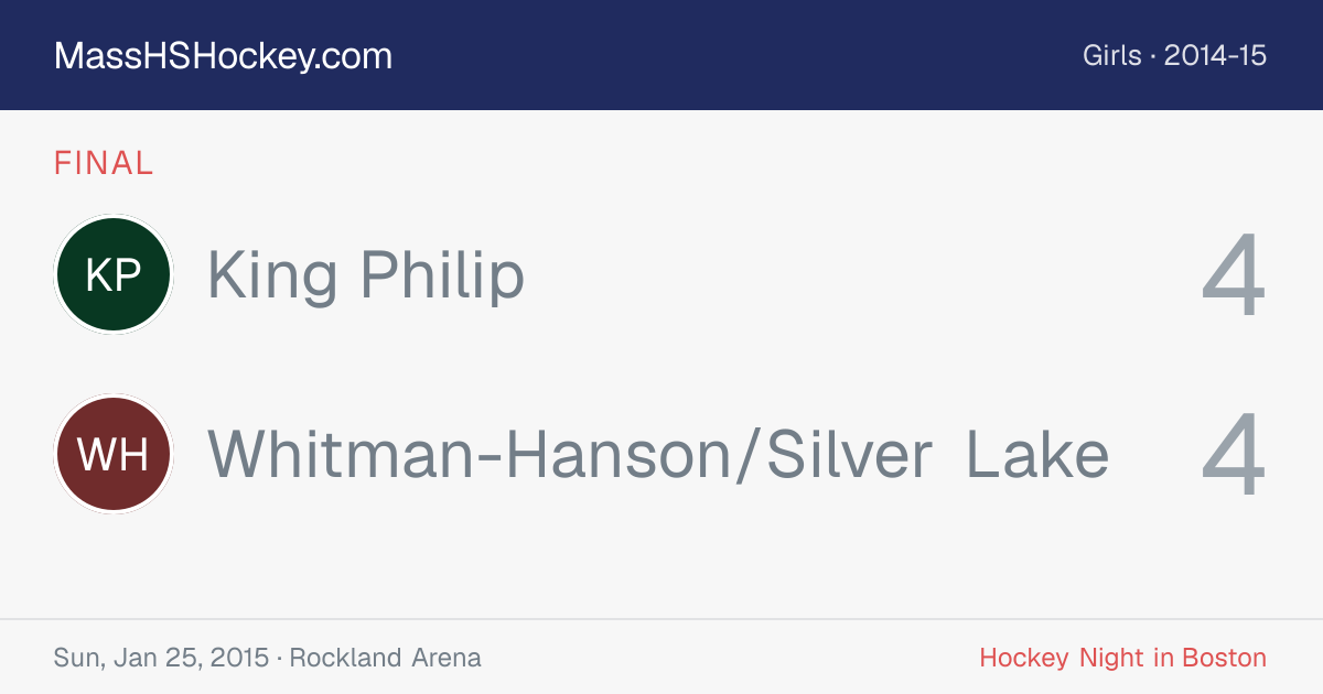 King Philip at Whitman-Hanson/Silver Lake score card