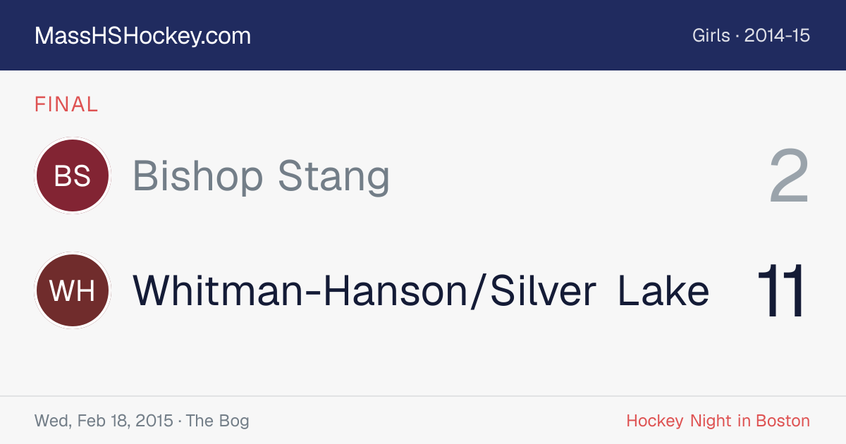 Bishop Stang at Whitman-Hanson/Silver Lake score card