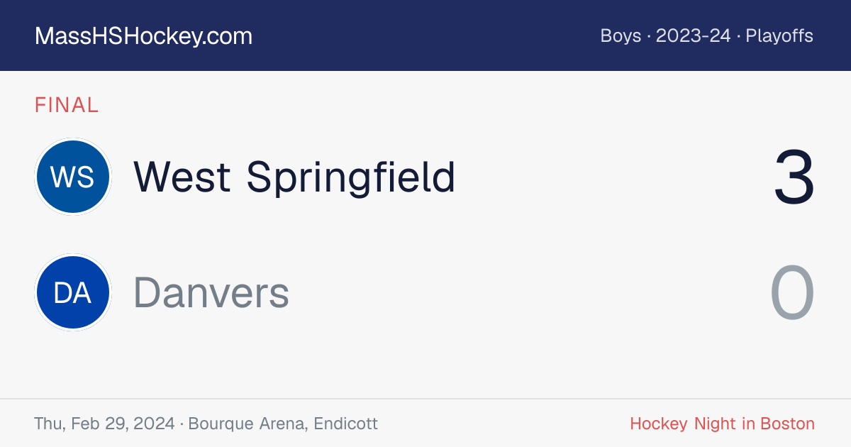 West Springfield at Danvers score card