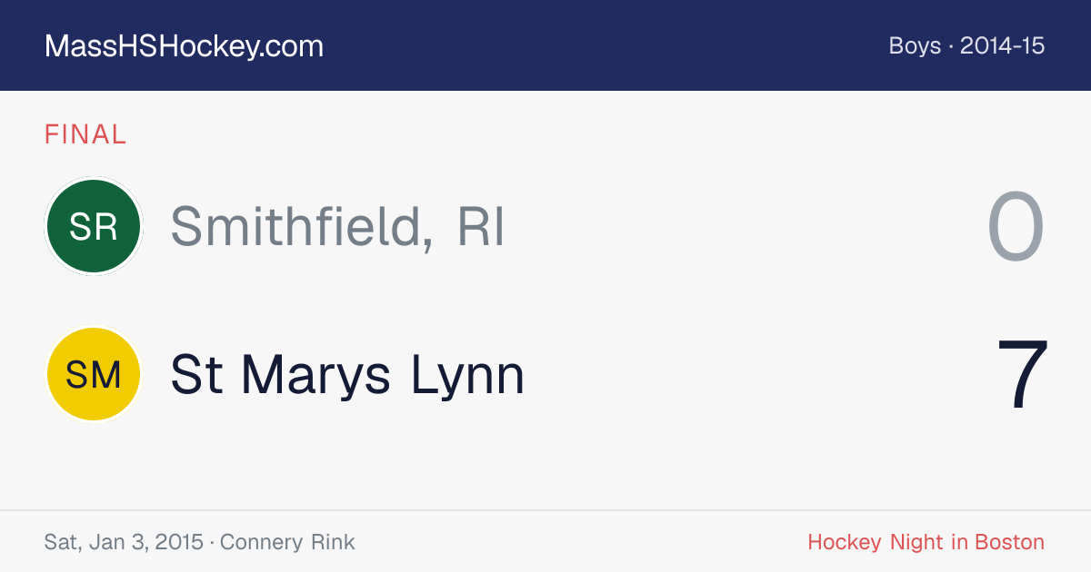 Smithfield, RI at St Marys Lynn score card