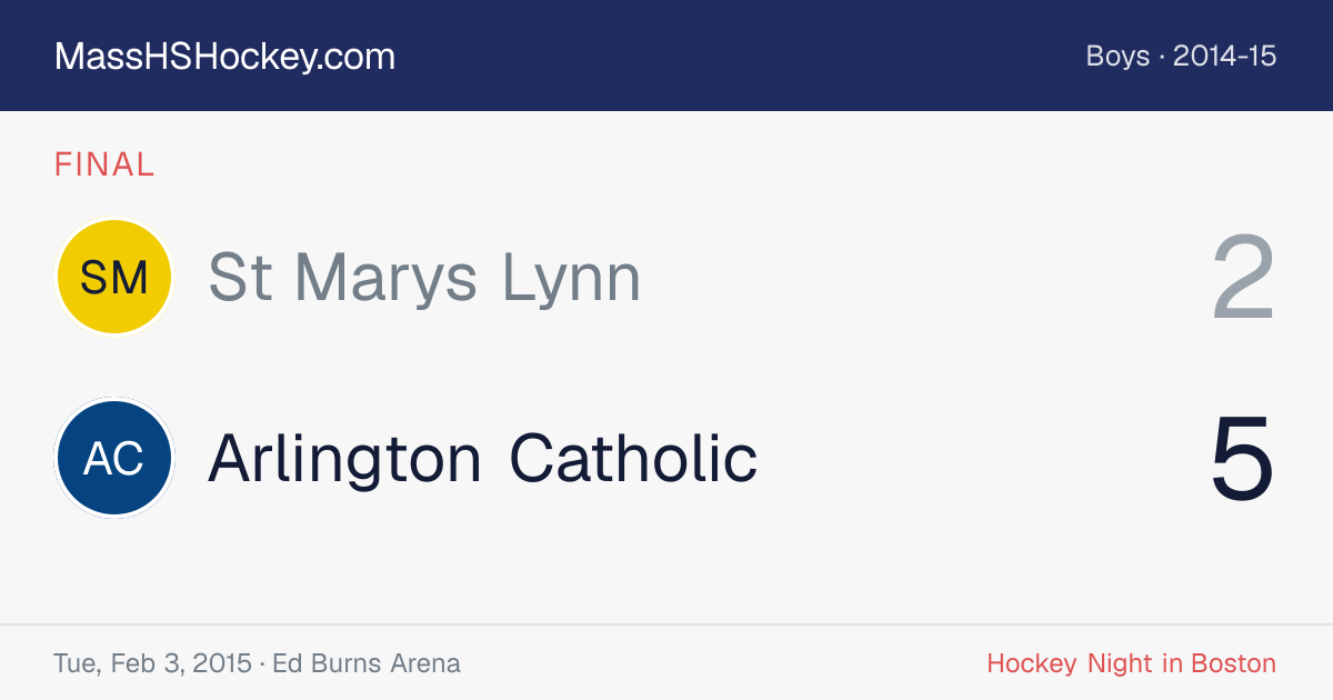 St Marys Lynn at Arlington Catholic score card
