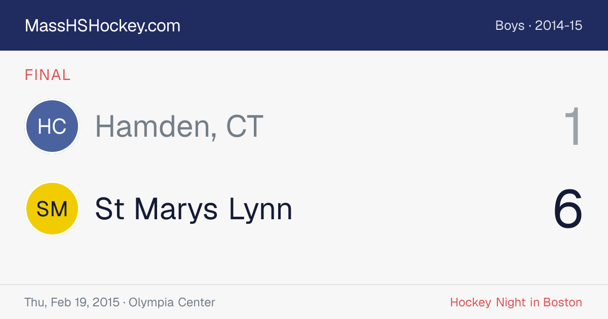 Hamden, CT at St Marys Lynn score card