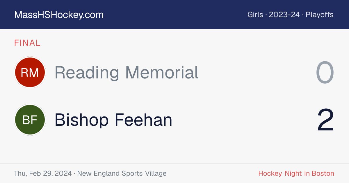 Reading Memorial at Bishop Feehan score card