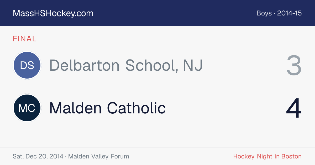Delbarton School, NJ at Malden Catholic score card