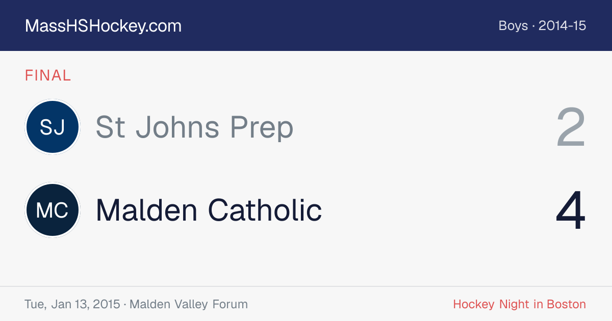 St Johns Prep at Malden Catholic score card