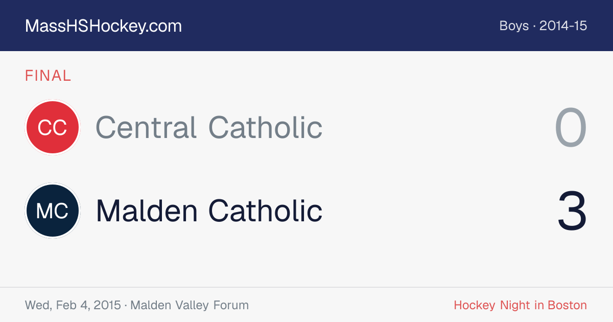 Central Catholic at Malden Catholic score card