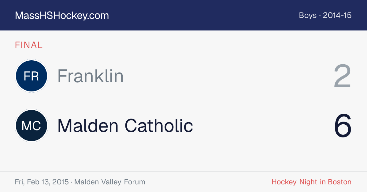 Franklin at Malden Catholic score card