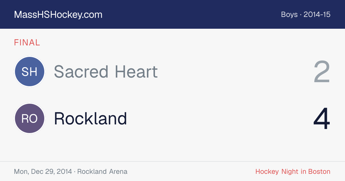 Sacred Heart at Rockland score card