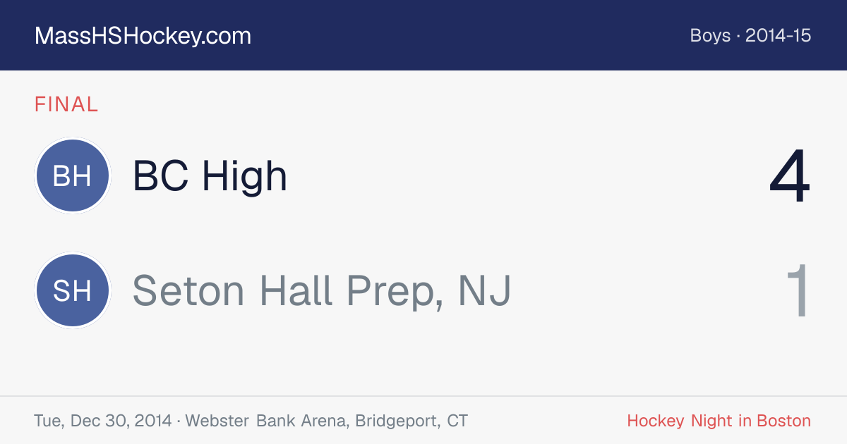 BC High at Seton Hall Prep, NJ score card