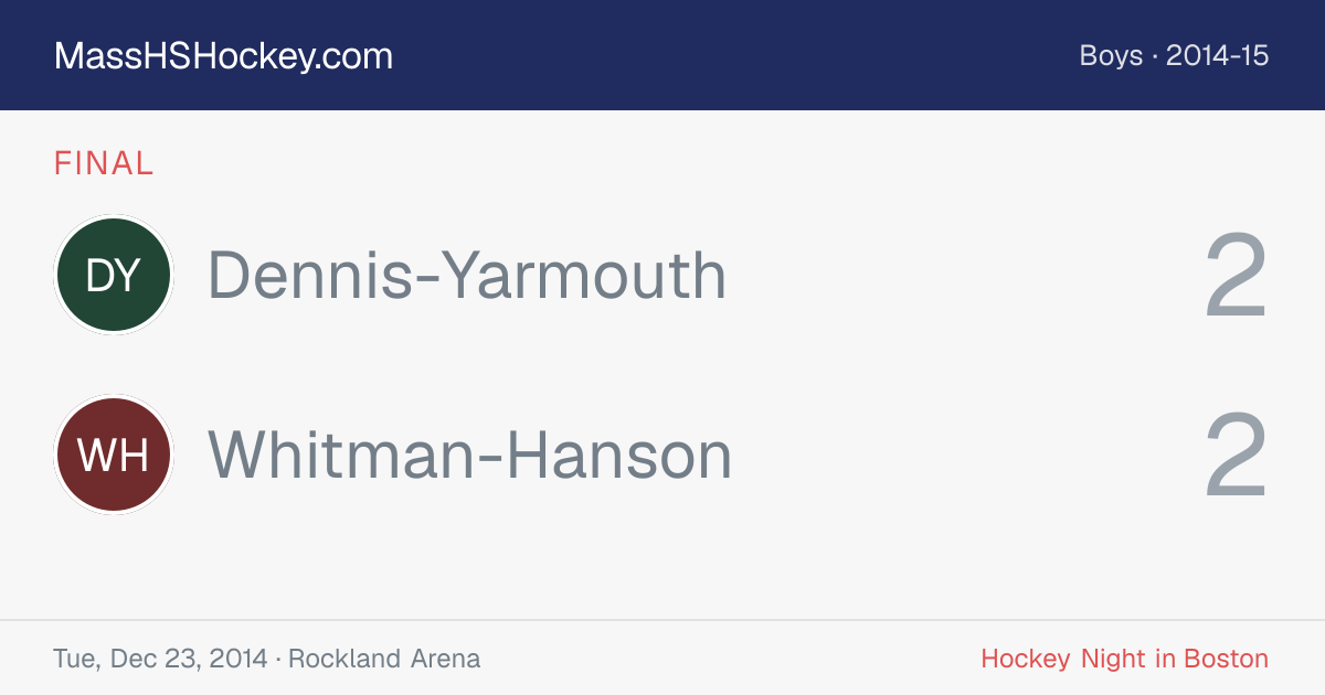 Dennis-Yarmouth at Whitman-Hanson score card
