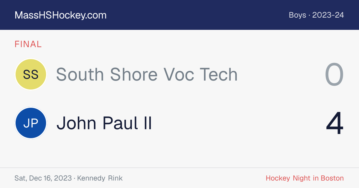South Shore Voc Tech at John Paul II score card