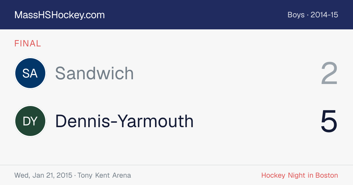Sandwich at Dennis-Yarmouth score card