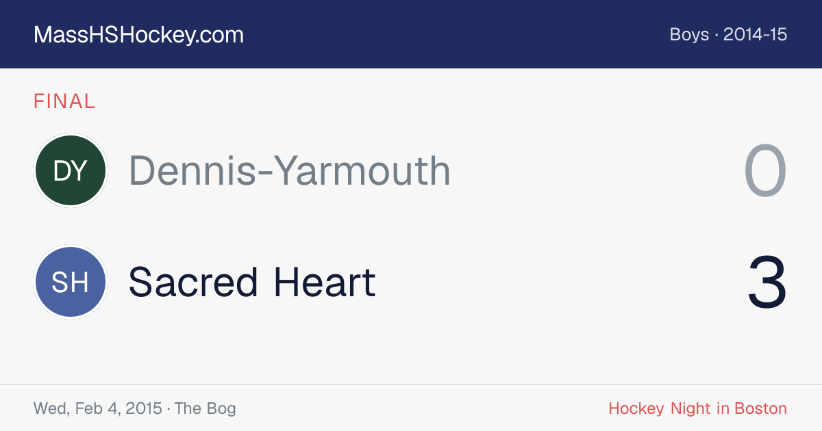 Dennis-Yarmouth at Sacred Heart score card