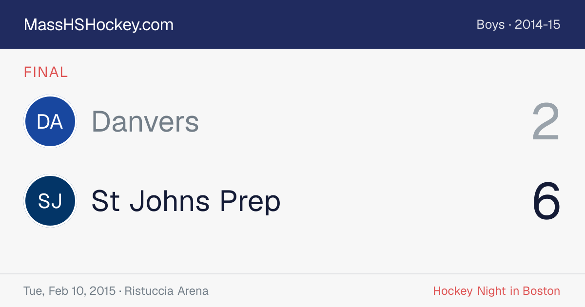 Danvers at St Johns Prep score card