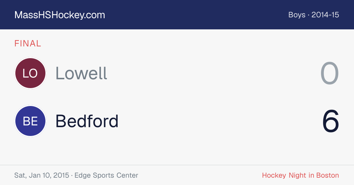 Lowell at Bedford score card