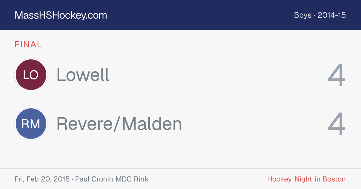 Lowell at Revere/Malden score card