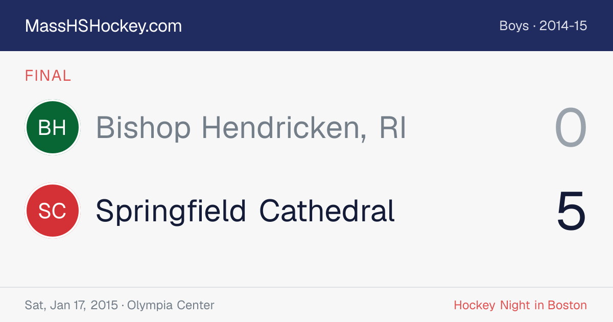 Bishop Hendricken, RI at Springfield Cathedral score card