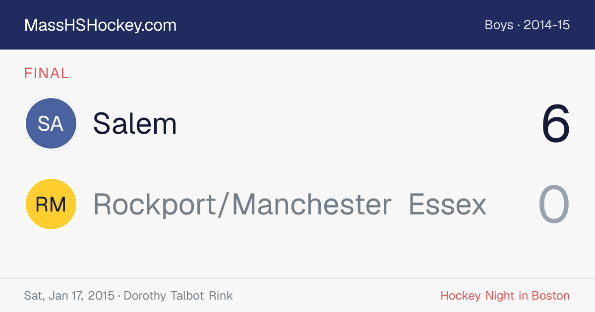 Salem at Rockport/Manchester Essex score card