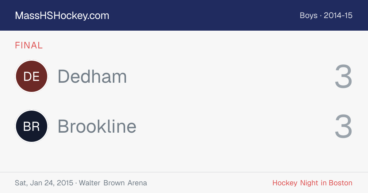 Dedham at Brookline score card