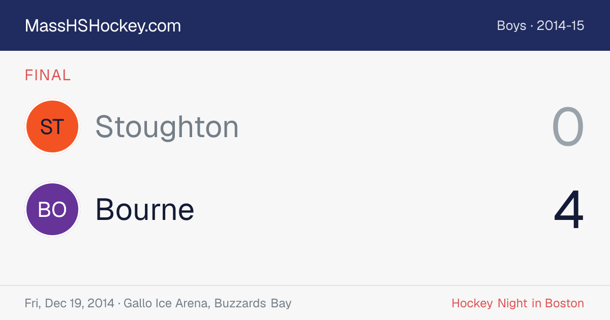 Stoughton at Bourne score card