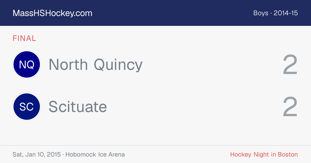 North Quincy at Scituate score card