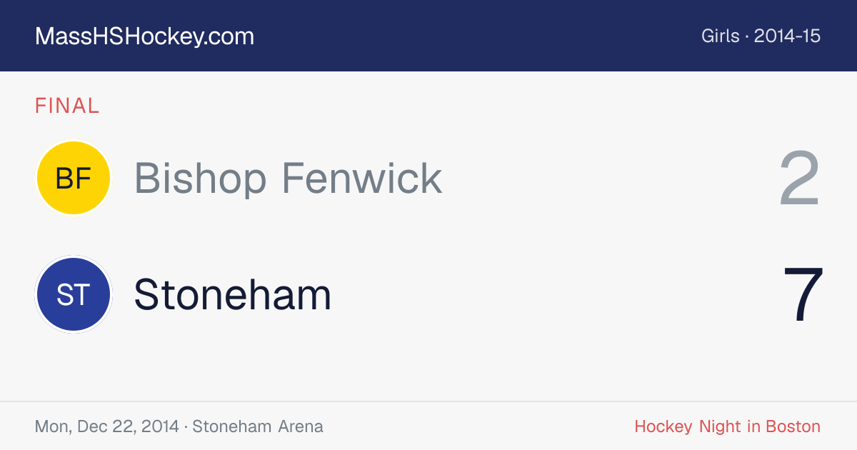 Bishop Fenwick at Stoneham score card
