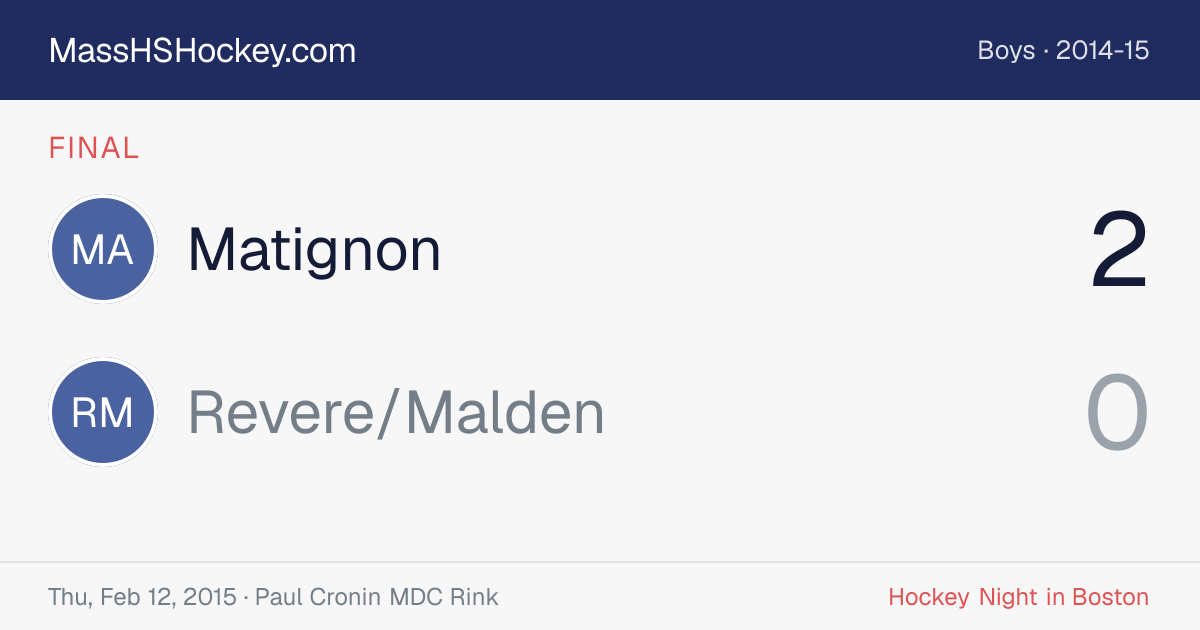 Matignon at Revere/Malden score card