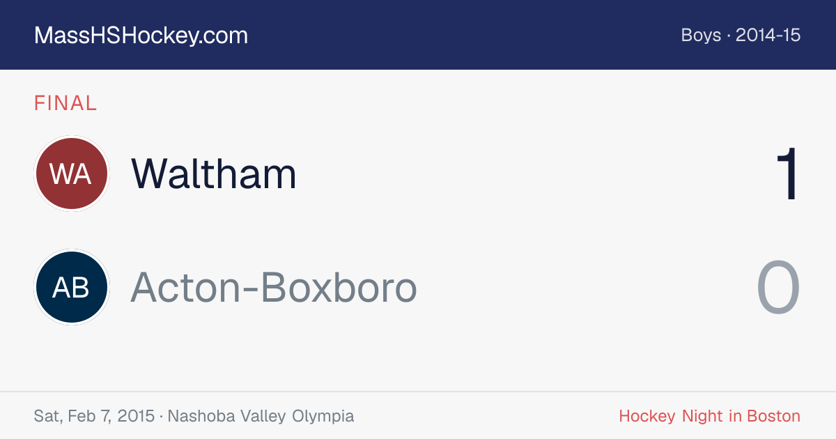 Waltham at Acton-Boxboro score card