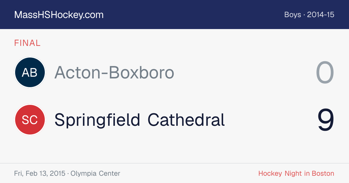 Acton-Boxboro at Springfield Cathedral score card